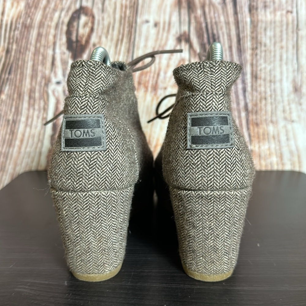 Toms Tweed Wedge Ankle Booties Womens Sz 9 - Picture 5 of 8